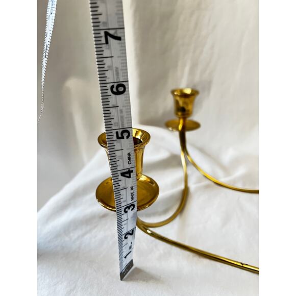 Vintage minimalist  brass 4 candle quartet candle holder dining table home decor - Picture 9 of 11